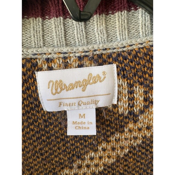 Vintage Wrangler Women’s Knitwear Cardigan Retro Pattern Grey Size Medium - Picture 2 of 4